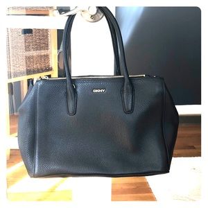 DKNY Black Pebbled Leather Satchel